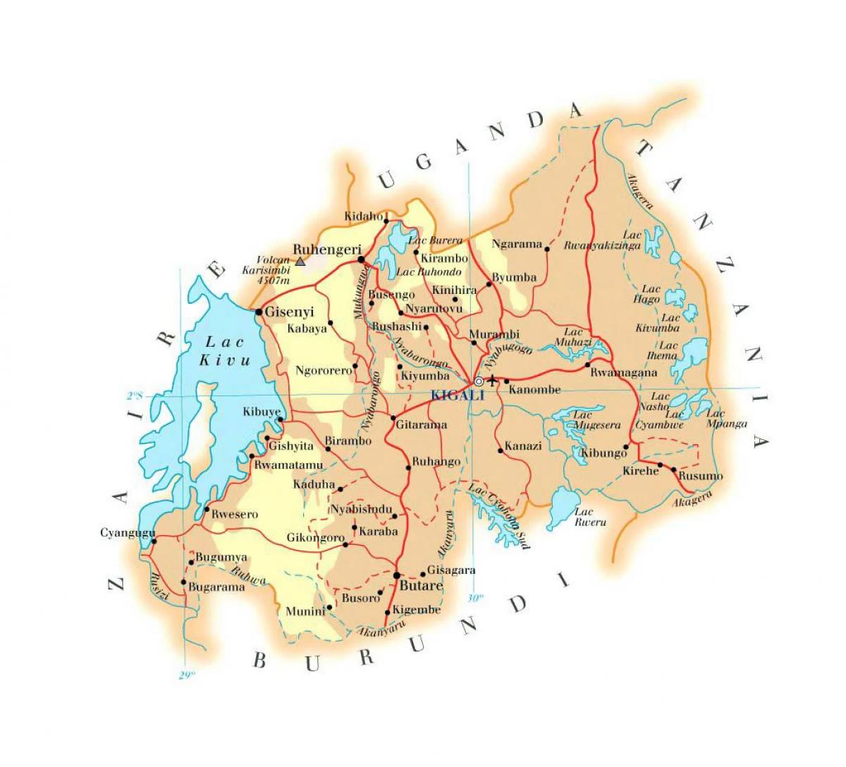 kaart Rwanda tee